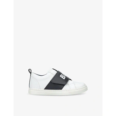 Boss By Hugo Boss Boss Boys White Kids' Logo-print Leather Low-top Trainers