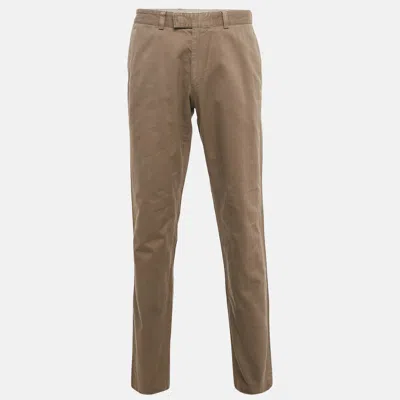 Pre-owned Boss By Hugo Boss Brown Gabardine Regular Fit Trousers L