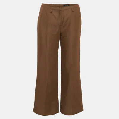 Pre-owned Boss By Hugo Boss Brown Linen Blend Straight Fit Pants S
