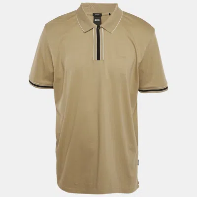 Pre-owned Boss By Hugo Boss Brown Logo Print Cotton Polo T-shirt Xxl