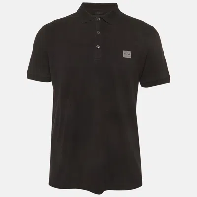 Boss By Hugo Boss Brown Mesh Jersey Polo T-shirt In Black