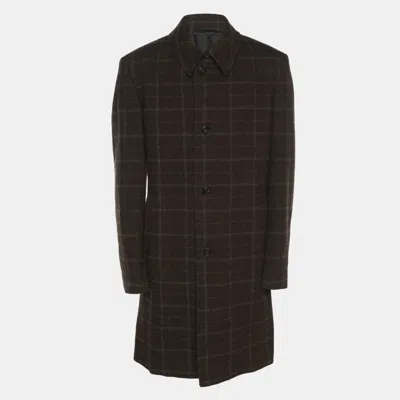 Boss By Hugo Boss Brown Tweed Trench Coat In Black