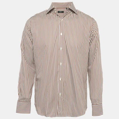 Boss By Hugo Boss Brown/white Striped Cotton Shirt
