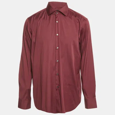 Pre-owned Boss By Hugo Boss Burgundy Cotton Regular Fit Shirt Xxxl