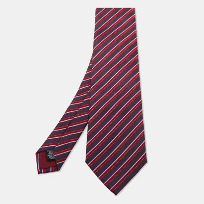 Boss By Hugo Boss Burgundy Diagonal Striped Silk Tie