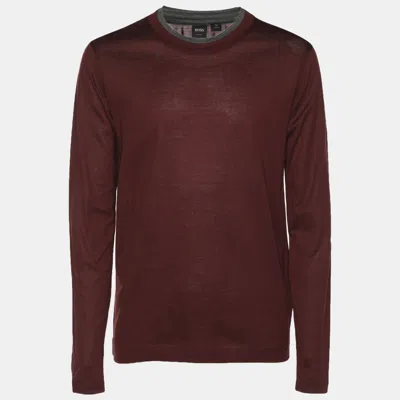 Pre-owned Boss By Hugo Boss Burgundy Knit Slim Fit Sweater S