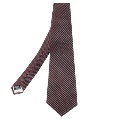 Boss By Hugo Boss Burgundy Striped Silk Jacquard Tie In Brown