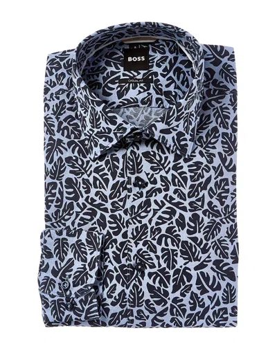 Boss By Hugo Boss Casual Fit Linen-blend Dress Shirt In Blue