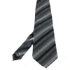 Boss By Hugo Boss Dark Grey Diagonal Striped Silk Tie In Grey
