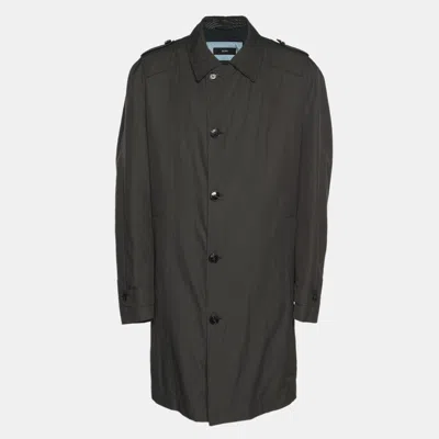 Pre-owned Boss By Hugo Boss Dark Grey Nylon Trench Coat Xl In Gray