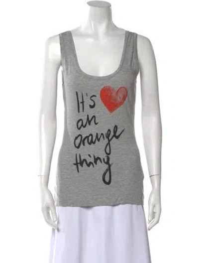 Pre-owned Boss By Hugo Boss Graphic Print Scoop Neck Top W/ Tags In Gray