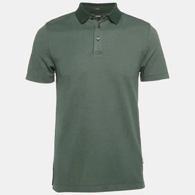 Boss By Hugo Boss Green Patterned Cotton Slim Fit Polo T-shirt