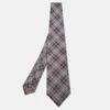 Boss By Hugo Boss Grey Check Patterned Silk Tie In Gray