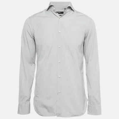 Pre-owned Boss By Hugo Boss Grey Checks Cotton Long Sleeve Shirt M In Gray