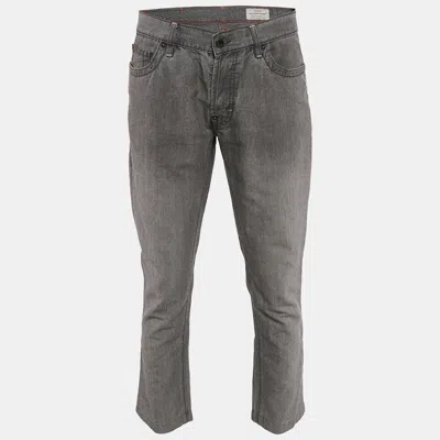 Pre-owned Boss By Hugo Boss Grey Cotton Blend Regular Fit Pants L In Gray