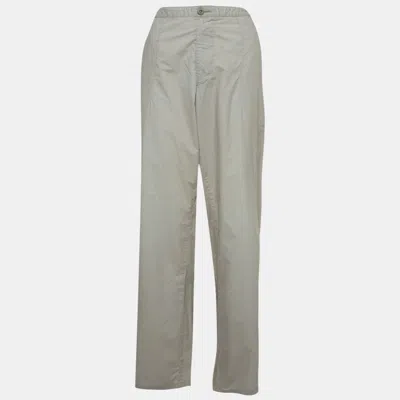 Pre-owned Boss By Hugo Boss Grey Cotton Drawstring Straight Fit Pants Xxl In Gray