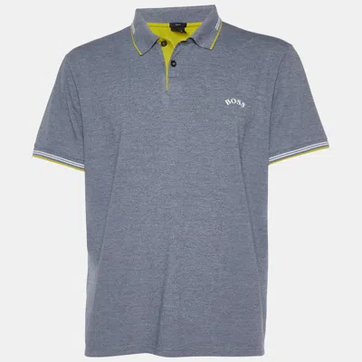 Boss By Hugo Boss Grey Cotton Paul Curved Polo T-shirt In Gray