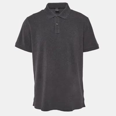 Boss By Hugo Boss Grey Cotton Pique Polo T-shirt In Black