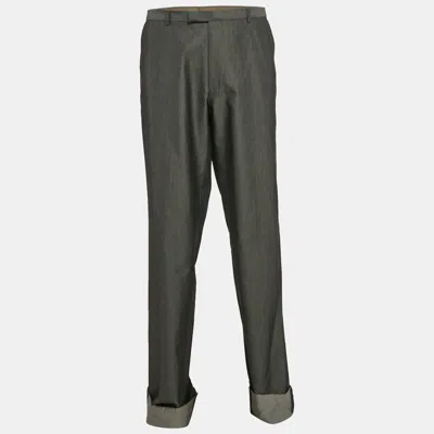 Pre-owned Boss By Hugo Boss Grey Cotton-silk Tours Trousers 5xl