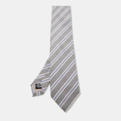 Boss By Hugo Boss Grey Diagonal Striped Silk Tie In Purple