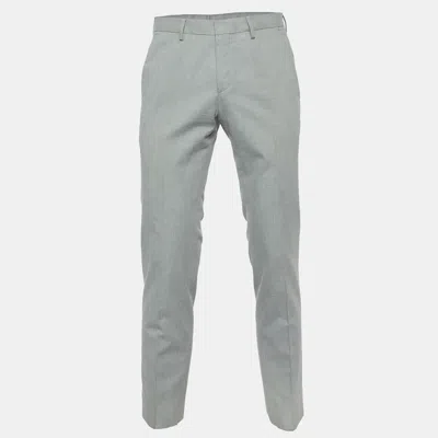 Pre-owned Boss By Hugo Boss Grey Herringbone Cotton Trousers S