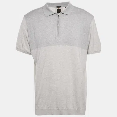 Pre-owned Boss By Hugo Boss Grey Jersey Zip-up T-shirt Xxl