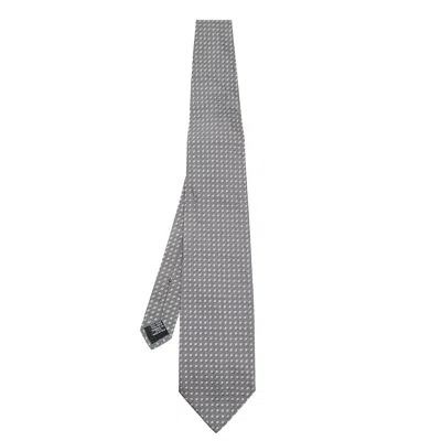 Boss By Hugo Boss Grey Square Patterned Silk Jacquard Tie In Gray