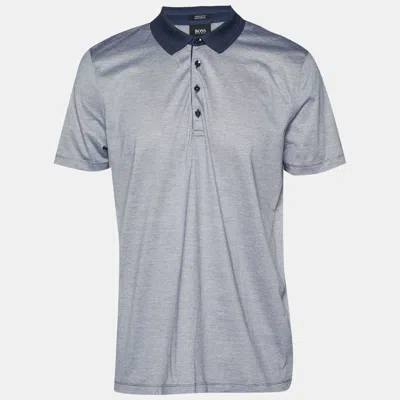 Pre-owned Boss By Hugo Boss Grey Striped Bugnara Polo T-shirt Xl In Gray