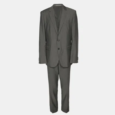 Pre-owned Boss By Hugo Boss Grey Virgin Wool Blazer And Pants Suit Xxl In Gray