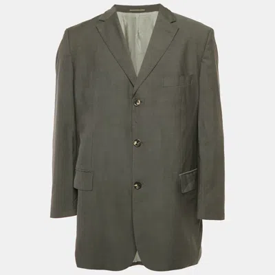 Pre-owned Boss By Hugo Boss Grey Virgin Wool Single Breasted Blazer Xxl