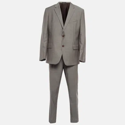 Pre-owned Boss By Hugo Boss Grey Virgin Wool Suit S