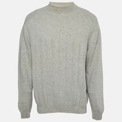 Pre-owned Boss By Hugo Boss Grey Wool Blend Rib Knit Sweater Xl In Gray