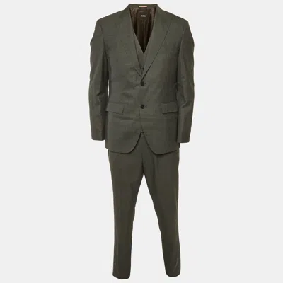 Pre-owned Boss By Hugo Boss Grey Wool H-jackson 3 Piece Suit M In Gray
