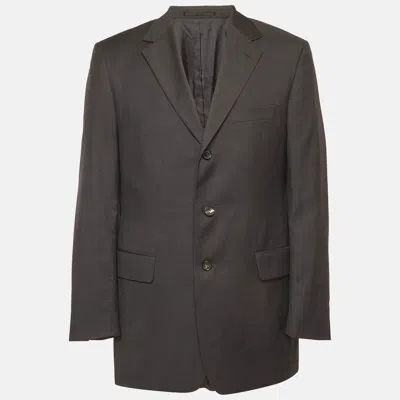 Pre-owned Boss By Hugo Boss Grey Wool Single Breasted Blazer L In Gray