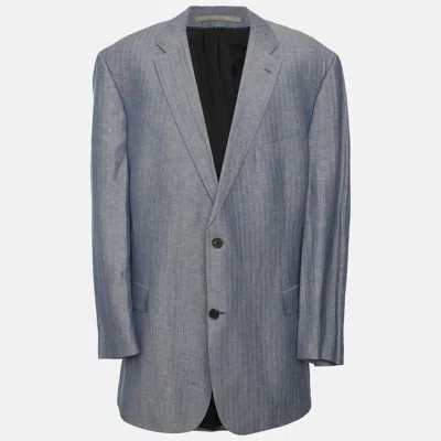 Pre-owned Boss By Hugo Boss Hugo Boss Blue Wool And Linen Blend Single Breasted Blazer 6xl