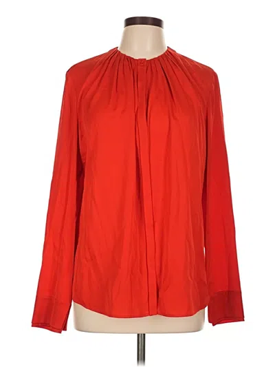 Pre-owned Boss By Hugo Boss Long Sleeve Silk Top Red Tie Neck Tops