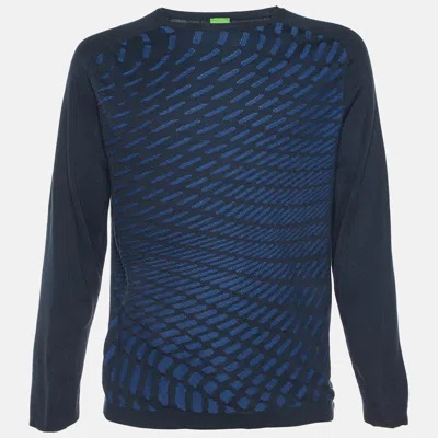 Pre-owned Boss By Hugo Boss Midnight Blue Cotton Ramo Crew Neck Jumper L In Navy Blue
