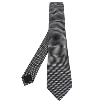 Boss By Hugo Boss Monochrome Patterned Silk Jacquard Tie In Gray
