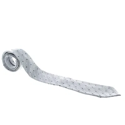 Boss By Hugo Boss Monochrome Polka Dotted Silk Jacquard Tie In Grey