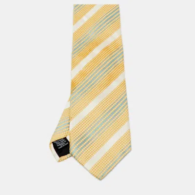 Boss By Hugo Boss Multicolor Diagonal Print Silk Traditional Tie In Yellow