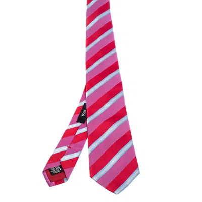 Boss By Hugo Boss Multicolor Striped Silk Narrow Tie In Pink