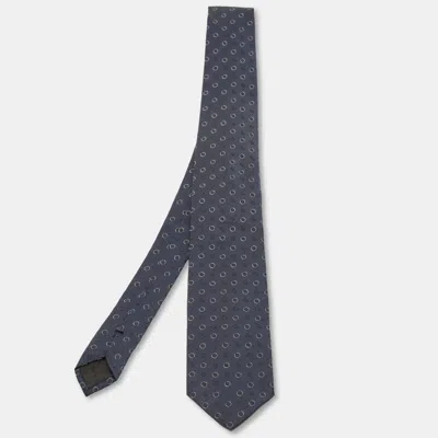 Boss By Hugo Boss Navy Blue Circle Jacquard Silk Tie