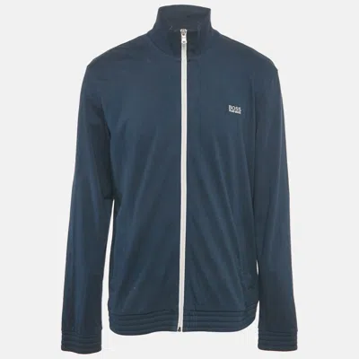 Pre-owned Boss By Hugo Boss Navy Blue Cotton Zip Front Track Jacket Xl