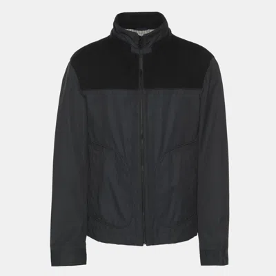 Boss By Hugo Boss Navy Blue Gabardine And Rib Knit Jacket In Black