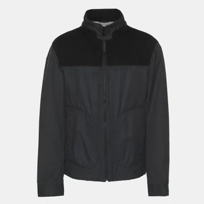 Pre-owned Boss By Hugo Boss Navy Blue Gabardine And Rib Knit Jacket Xxl