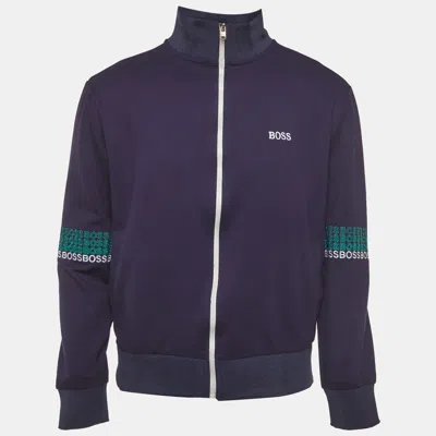 Pre-owned Boss By Hugo Boss Navy Blue Jersey Zip Up Skaz 01 Sweatshirt L