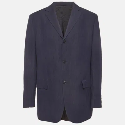 Pre-owned Boss By Hugo Boss Navy Blue Linen Blend Tailored Jacket Xxl
