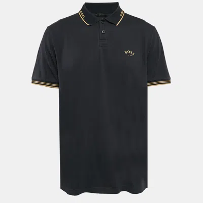Pre-owned Boss By Hugo Boss Navy Blue Pique Cotton Paul Curved Polo T-shirt Xxl
