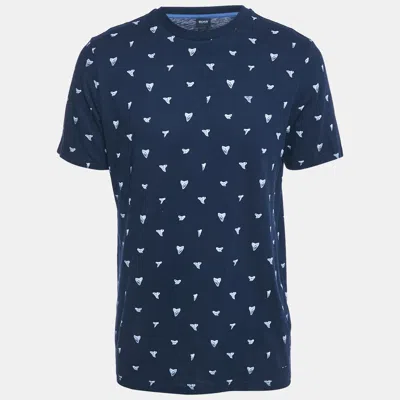Pre-owned Boss By Hugo Boss Navy Blue Printed Cotton Teprint T-shirt M