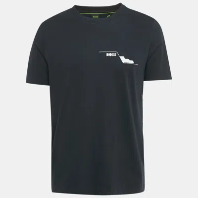 Pre-owned Boss By Hugo Boss Navy Blue Printed Jersey Tee3 T-shirt M